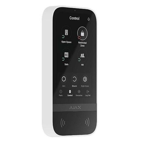 Ajax KeyPad TouchScreen belaidė valdymo klaviatūra liečiamu ekranu (balta) - 1