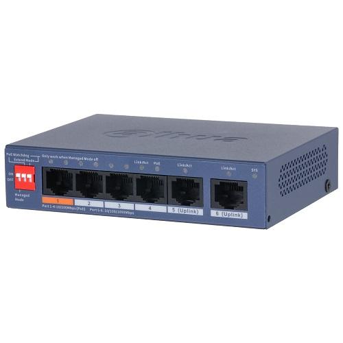 PoE šakotuvas valdomas100Mbps 4portų+2G uplink - 1