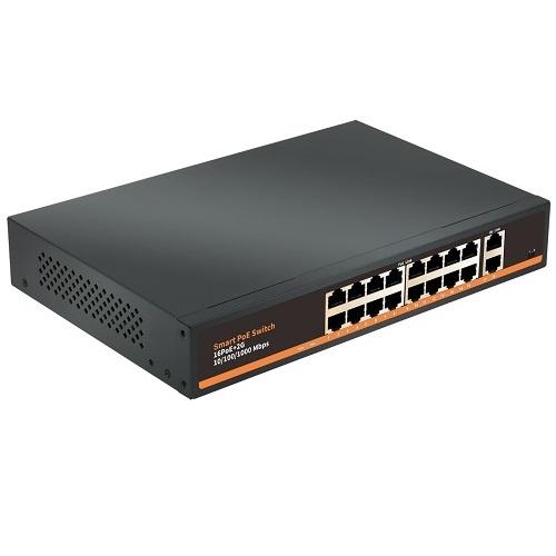 PoE šakotuvas 1000Mbps 16portų +2G uplink - 1