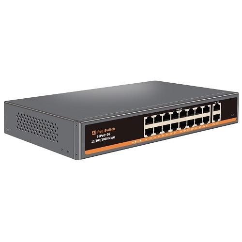 PoE šakotuvas 100Mbps 16portų +2G uplink - 1